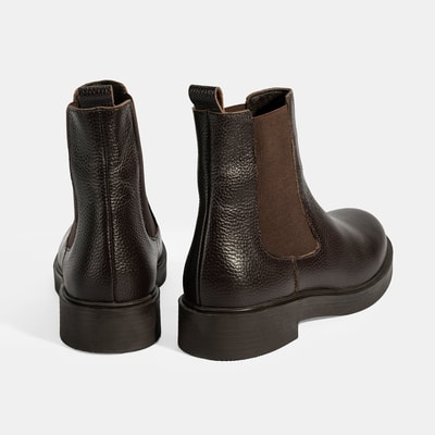 Kadın Kahve Lastik Detaylı Deri Bot