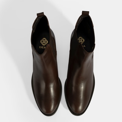 Kadın Kahve Lastikli Topuklu Deri Bot