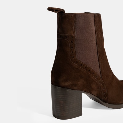 Kadın Kahve Lastikli Topuklu Süet Bot