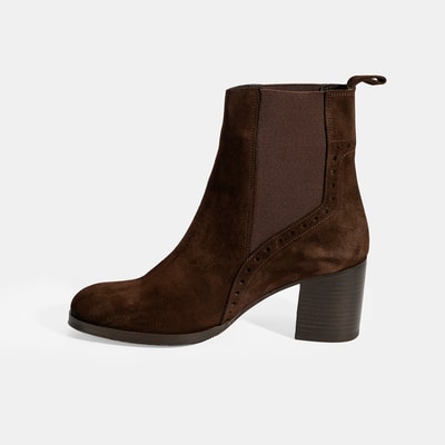 Kadın Kahve Lastikli Topuklu Süet Bot