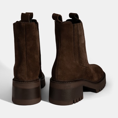 Kadın Kahve Lastikli Topuklu Süet Chelsea Bot