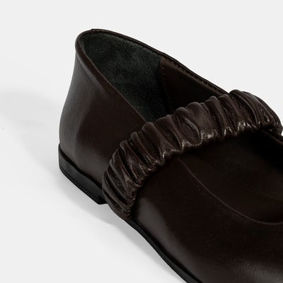 Kadın Kahve Mary Jane Deri Babet