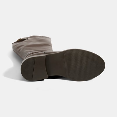 Kadın Kahve Metal Toka Detaylı Deri Çizme