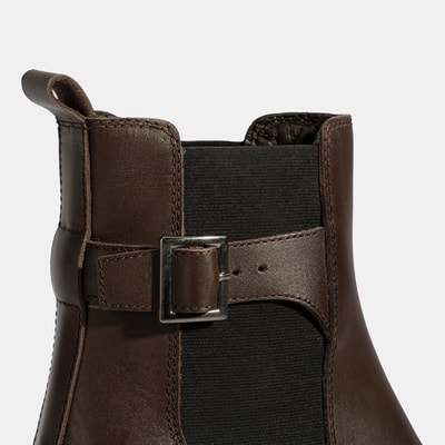 Kadın Kahve Metal Toka Detaylı Topuklu Bot