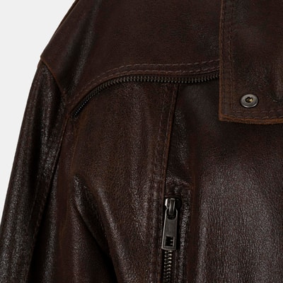 Kadın Kahve Oversize Kemerli Biker Deri Ceket