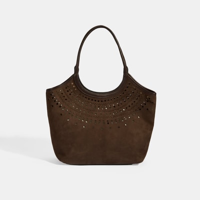 Kadın Kahve Perforeli Süet Omuz Çantası