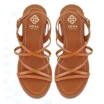 Kadın Kahve Platform Topuklu Deri Sandalet