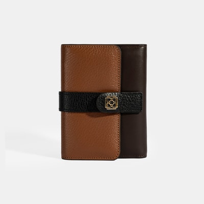 Kadın Kahve / Siyah Deri Cüzdan