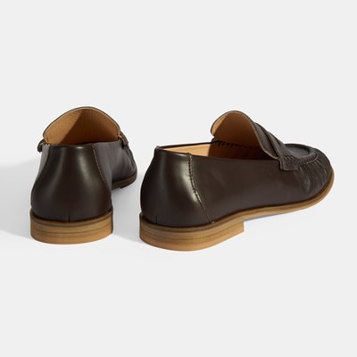 Kadın Kahve Slip-On Deri Loafer