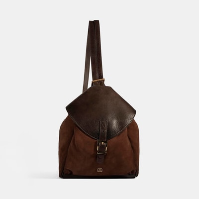 Kadın Kahve Süet Deri Sırt Çantası