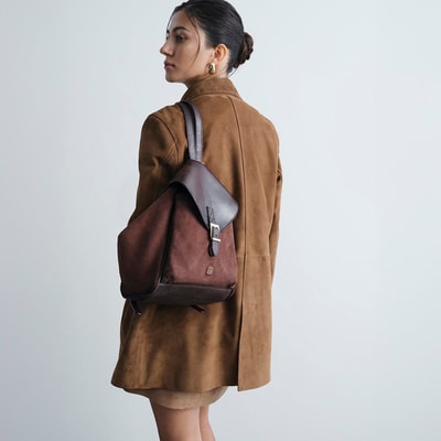 Kadın Kahve Süet Deri Sırt Çantası