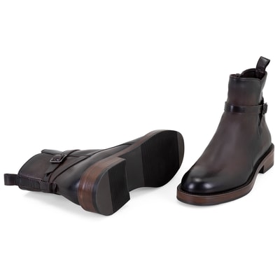 Kadın Kahve Toka Aksesuarlı Deri Bot