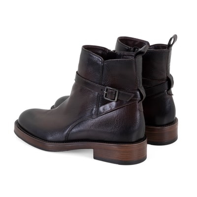 Kadın Kahve Toka Aksesuarlı Deri Bot