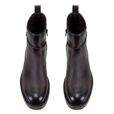 Kadın Kahve Toka Aksesuarlı Deri Bot