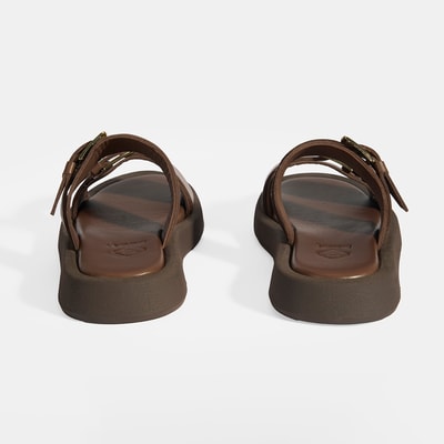 Kadın Kahve Toka Detaylı Deri Terlik 