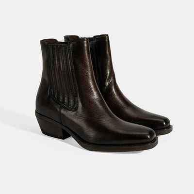 Kadın Kahve Topuklu Deri Bot