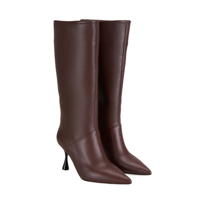 Kadın Kahve Topuklu Deri Çizme