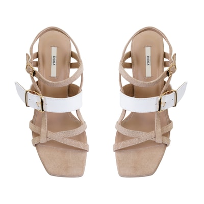 Kadın Kahve Topuklu Süet Deri Sandalet