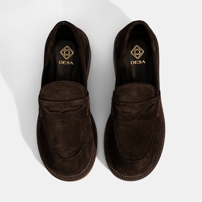 Kadın Kahve Topuklu Süet Loafer