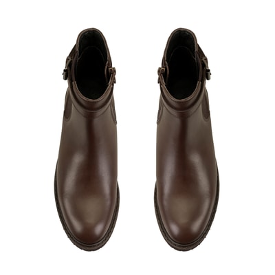 Kadın Kemer Aksesuarlı Kahve Lastikli Deri Chelsea Bot