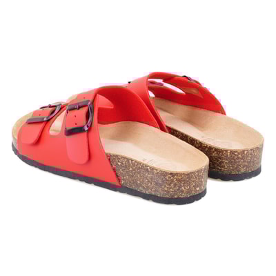 Kadın Kırmızı Ayarlanabilir Tokalı Terlik