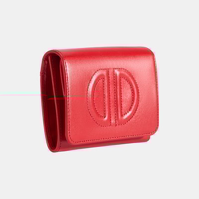 Kadın Kırmızı D Logolu Deri Cüzdan