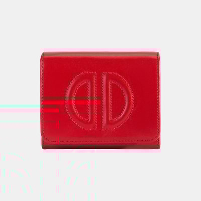 Kadın Kırmızı D Logolu Deri Cüzdan