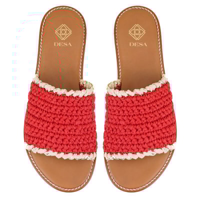 Kadın Kırmızı Örgülü Terlik