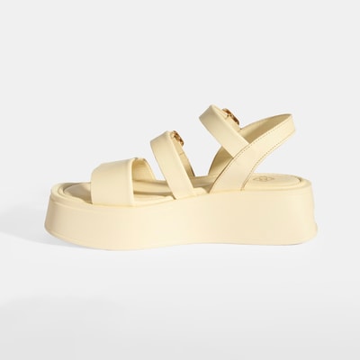 Kadın Krem Deri Sandalet