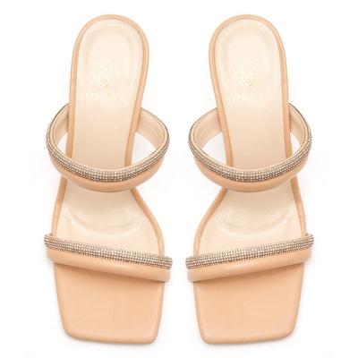 Kadın Krem Taşlı Terlik