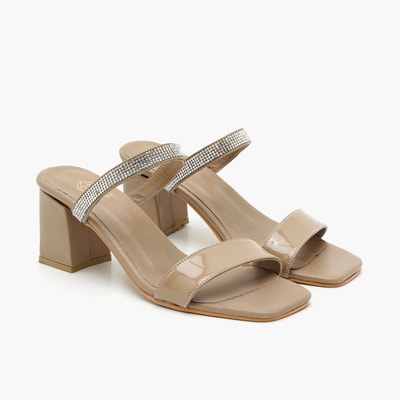 Kadın Krem Topuklu Terlik