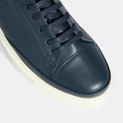 Kadın Lacivert Deri Bağcıklı Spor Ayakkabı