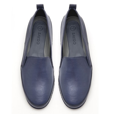 Kadın Lacivert Deri Günlük Comfort Ayakkabı