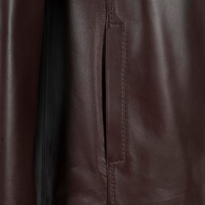 Kadın Lacivert Gömlek Yakalı Deri Ceket