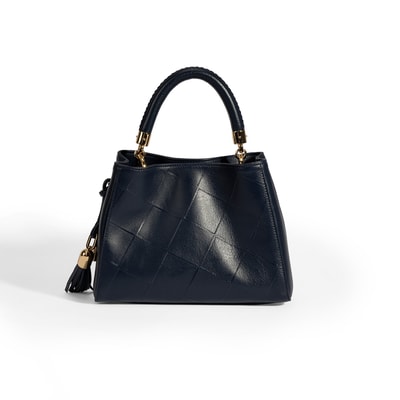 Kadın Lacivert Püskül Aksesuarlı Deri El Çantası