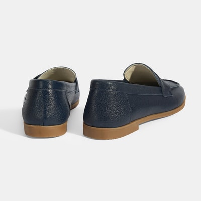 Kadın Lacivert Slip-On Deri Loafer