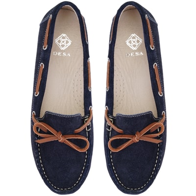 Kadın Lacivert Süet Deri Loafer