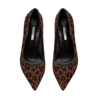 Kadın Leopar Süet Stiletto