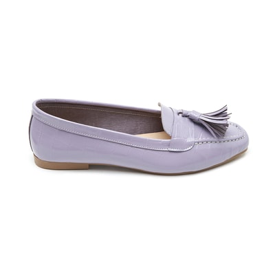 Kadın Lila Kroko Baskılı Deri Loafer