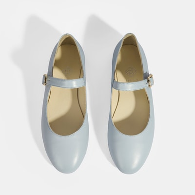 Kadın Mavi Deri Mary Jane Babet