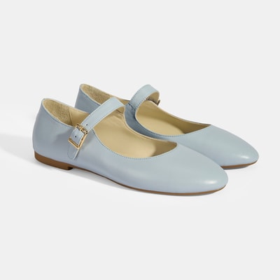 Kadın Mavi Deri Mary Jane Babet