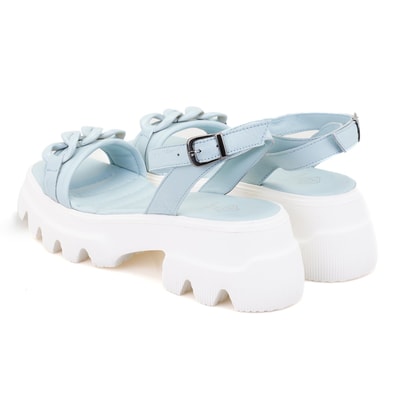 Kadın Mavi Deri Sandalet