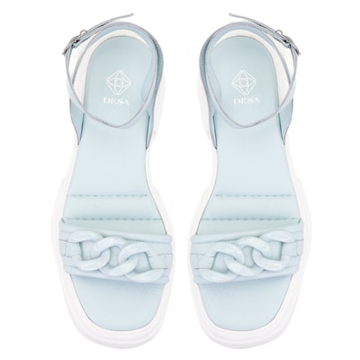 Kadın Mavi Deri Sandalet