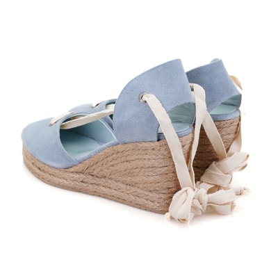 Kadın Mavi Dolgu Topuk Süet Espadril