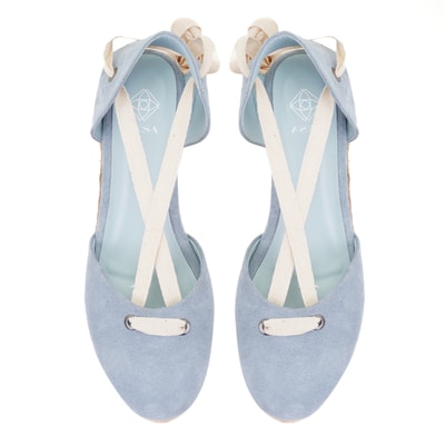 Kadın Mavi Dolgu Topuk Süet Espadril