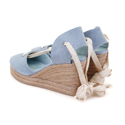 Kadın Mavi Dolgu Topuk Süet Espadril