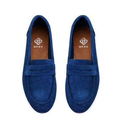 Kadın Mavi Süet Deri Loafer