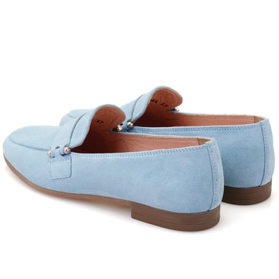 Kadın Mavi Süet Deri Loafer