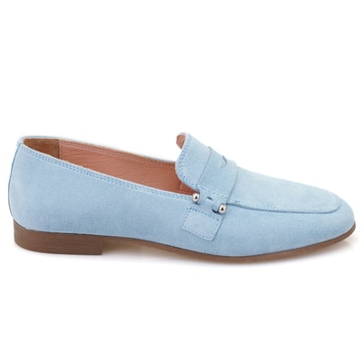 Kadın Mavi Süet Deri Loafer