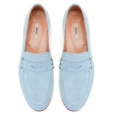 Kadın Mavi Süet Deri Loafer